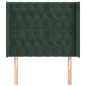 vidaXL Kopfteil mit Ohren Dunkelgrün 93x16x118/128 cm Samt