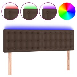 vidaXL LED Kopfteil Braun 144x5x78/88 cm Kunstleder