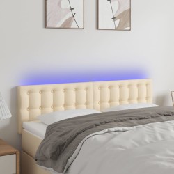 vidaXL LED Kopfteil Creme 144x5x78/88 cm Stoff