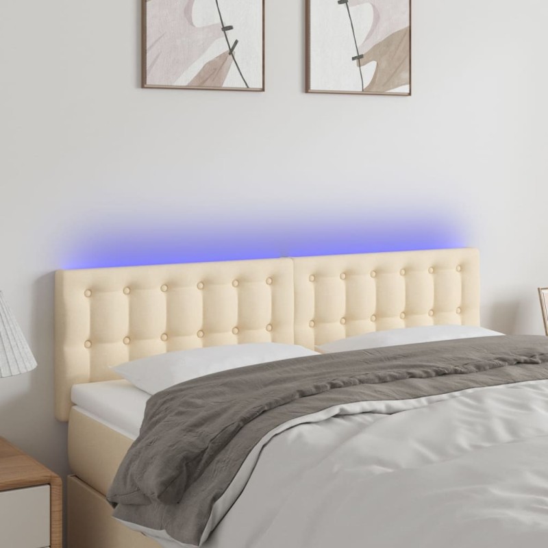 vidaXL LED Kopfteil Creme 144x5x78/88 cm Stoff