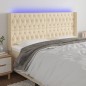 vidaXL LED Kopfteil Creme 203x16x118/128 cm Stoff vidaXL LED Kopfteil Creme 203x16x118/128 cm Stoff