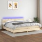 vidaXL Boxspringbett mit Matratze & LED Creme 200x200 cm Stoff vidaXL Boxspringbett mit Matratze & LED Creme 200x200 cm Stoff