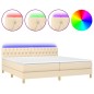 vidaXL Boxspringbett mit Matratze & LED Creme 200x200 cm Stoff vidaXL Boxspringbett mit Matratze & LED Creme 200x200 cm Stoff