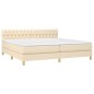 vidaXL Boxspringbett mit Matratze & LED Creme 200x200 cm Stoff vidaXL Boxspringbett mit Matratze & LED Creme 200x200 cm Stoff