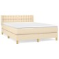 vidaXL Boxspringbett mit Matratze Creme 140x200 cm Stoff vidaXL Boxspringbett mit Matratze Creme 140x200 cm Stoff