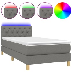 vidaXL Boxspringbett mit Matratze & LED Dunkelgrau 80x200 cm Stoff
