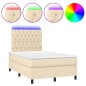 vidaXL Boxspringbett mit Matratze & LED Creme 120x200 cm Stoff vidaXL Boxspringbett mit Matratze & LED Creme 120x200 cm Stoff