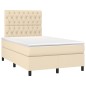 vidaXL Boxspringbett mit Matratze & LED Creme 120x200 cm Stoff vidaXL Boxspringbett mit Matratze & LED Creme 120x200 cm Stoff