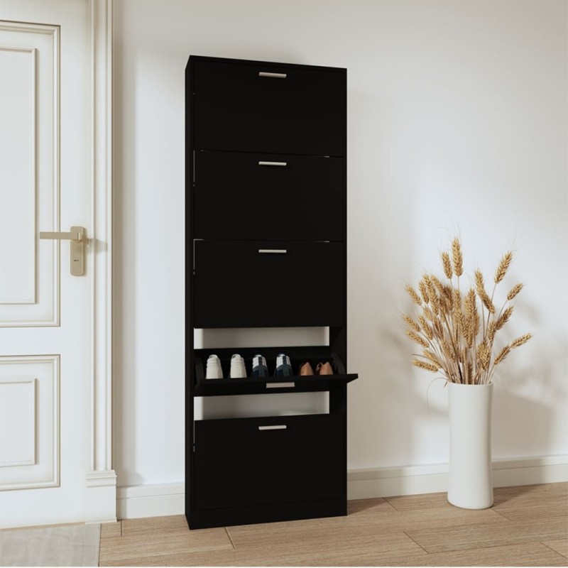 vidaXL Schuhschrank Schwarz 59x17x169 cm Holzwerkstoff vidaXL Schuhschrank Schwarz 59x17x169 cm Holzwerkstoff