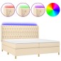 vidaXL Boxspringbett mit Matratze & LED Creme 200x200 cm Stoff vidaXL Boxspringbett mit Matratze & LED Creme 200x200 cm Stoff