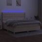 vidaXL Boxspringbett mit Matratze & LED Creme 200x200 cm Stoff vidaXL Boxspringbett mit Matratze & LED Creme 200x200 cm Stoff