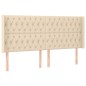 vidaXL Boxspringbett mit Matratze & LED Creme 200x200 cm Stoff vidaXL Boxspringbett mit Matratze & LED Creme 200x200 cm Stoff