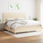 vidaXL Boxspringbett mit Matratze Creme 200x200 cm Stoff vidaXL Boxspringbett mit Matratze Creme 200x200 cm Stoff