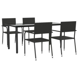 vidaXL 5-tlg. Garten-Essgruppe Schwarz Poly Rattan