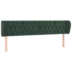 vidaXL Kopfteil mit Ohren Dunkelgrün 183x23x78/88 cm Samt