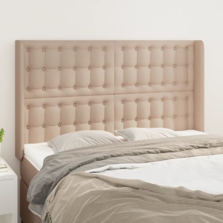 vidaXL Kopfteil mit Ohren Cappuccino-Braun 147x16x118/128cm Kunstleder
