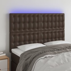 vidaXL LED Kopfteil Braun 144x5x118/128 cm Kunstleder