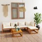 vidaXL 6-tlg. Garten-Lounge-Set mit Auflagen Creme Massivholz Akazie vidaXL 6-tlg. Garten-Lounge-Set mit Auflagen Creme Massivholz Akazie