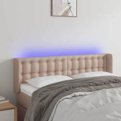 vidaXL LED Kopfteil Cappuccino-Braun 147x16x78/88 cm Kunstleder