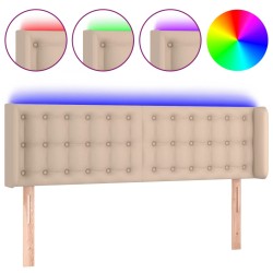 vidaXL LED Kopfteil Cappuccino-Braun 147x16x78/88 cm Kunstleder