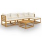vidaXL 6-tlg. Garten-Lounge-Set mit Auflagen Creme Massivholz Akazie vidaXL 6-tlg. Garten-Lounge-Set mit Auflagen Creme Massivholz Akazie