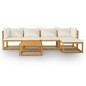vidaXL 6-tlg. Garten-Lounge-Set mit Auflagen Creme Massivholz Akazie vidaXL 6-tlg. Garten-Lounge-Set mit Auflagen Creme Massivholz Akazie