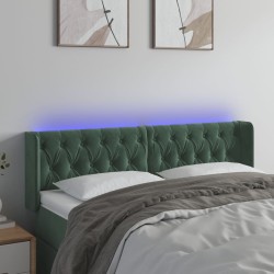 vidaXL LED Kopfteil Dunkelgrün 163x16x78/88 cm Samt