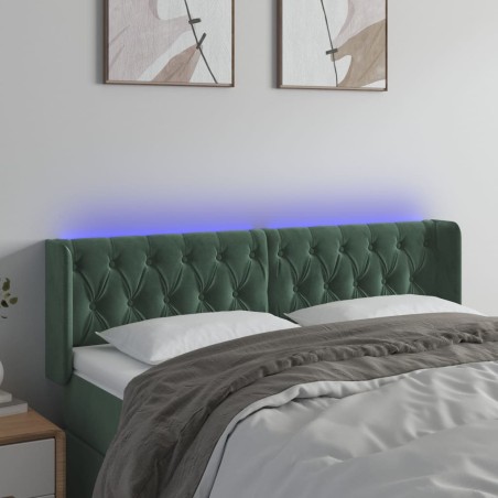 vidaXL LED Kopfteil Dunkelgrün 163x16x78/88 cm Samt