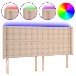 vidaXL LED Kopfteil Cappuccino-Braun 147x16x118/128cm Kunstleder