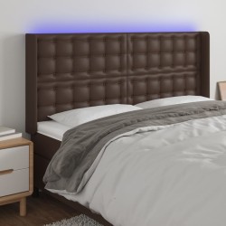 vidaXL LED Kopfteil Braun 147x16x118/128 cm Kunstleder