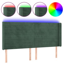 vidaXL LED Kopfteil Dunkelgrün 163x16x118/128 cm Samt