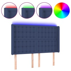 vidaXL LED Kopfteil Blau 147x16x118/128 cm Stoff