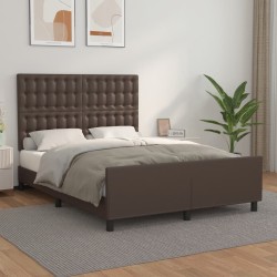 vidaXL Bettgestell mit Kopfteil Braun 140x190 cm Kunstleder