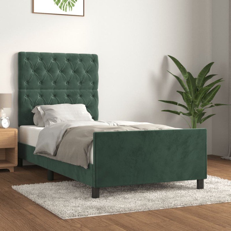 vidaXL Bettgestell mit Kopfteil Dunkelgrün 80x200 cm Samt vidaXL Bettgestell mit Kopfteil Dunkelgrün 80x200 cm Samt