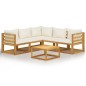 vidaXL 6-tlg. Garten-Lounge-Set mit Auflagen Creme Massivholz Akazie vidaXL 6-tlg. Garten-Lounge-Set mit Auflagen Creme Massivholz Akazie