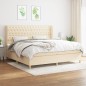 vidaXL Boxspringbett mit Matratze Creme 200x200 cm Stoff vidaXL Boxspringbett mit Matratze Creme 200x200 cm Stoff
