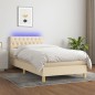 vidaXL Boxspringbett mit Matratze & LED Creme 90x200 cm Stoff vidaXL Boxspringbett mit Matratze & LED Creme 90x200 cm Stoff