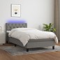 vidaXL Boxspringbett mit Matratze & LED Dunkelgrau 80x200 cm Stoff vidaXL Boxspringbett mit Matratze & LED Dunkelgrau 80x200 cm Stoff