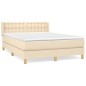 vidaXL Boxspringbett mit Matratze Creme 140x190 cm Stoff vidaXL Boxspringbett mit Matratze Creme 140x190 cm Stoff