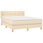 vidaXL Boxspringbett mit Matratze Creme 140x190 cm Stoff vidaXL Boxspringbett mit Matratze Creme 140x190 cm Stoff