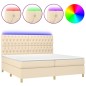 vidaXL Boxspringbett mit Matratze & LED Creme 200x200 cm Stoff vidaXL Boxspringbett mit Matratze & LED Creme 200x200 cm Stoff