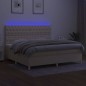 vidaXL Boxspringbett mit Matratze & LED Creme 200x200 cm Stoff vidaXL Boxspringbett mit Matratze & LED Creme 200x200 cm Stoff