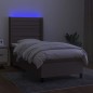 vidaXL Boxspringbett mit Matratze & LED Taupe 100x200 cm Stoff vidaXL Boxspringbett mit Matratze & LED Taupe 100x200 cm Stoff