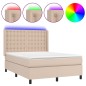 vidaXL Boxspringbett mit Matratze & LED Cappuccino-Braun 140x200cm vidaXL Boxspringbett mit Matratze & LED Cappuccino-Braun 140x200cm