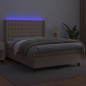 vidaXL Boxspringbett mit Matratze & LED Cappuccino-Braun 140x200cm vidaXL Boxspringbett mit Matratze & LED Cappuccino-Braun 140x200cm