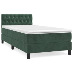 vidaXL Boxspringbett mit Matratze Dunkelgrün 90x190 cm Samt