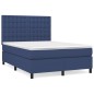vidaXL Boxspringbett mit Matratze Blau 140x200 cm Stoff vidaXL Boxspringbett mit Matratze Blau 140x200 cm Stoff