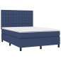 vidaXL Boxspringbett mit Matratze Blau 140x200 cm Stoff vidaXL Boxspringbett mit Matratze Blau 140x200 cm Stoff