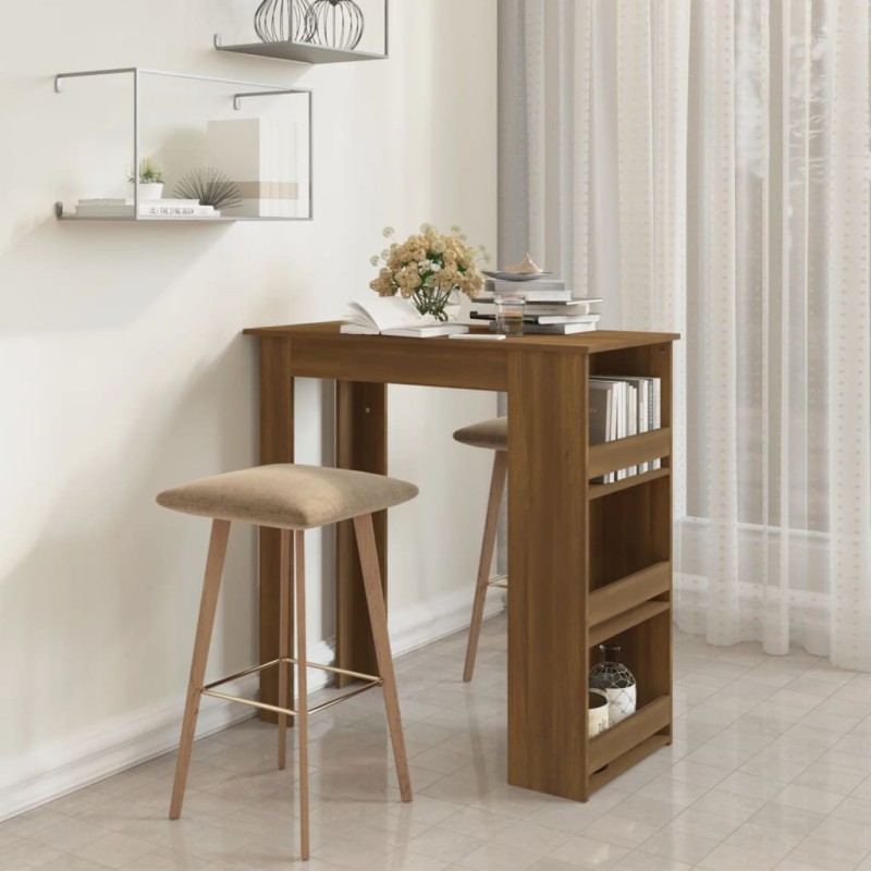 vidaXL Bartisch mit Regal Braun Eiche 102x50x103,5 cm Holzwerkstoff vidaXL Bartisch mit Regal Braun Eiche 102x50x103,5 cm Holzwerkstoff
