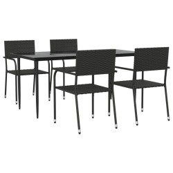 vidaXL 5-tlg. Garten-Essgruppe Schwarz Poly Rattan